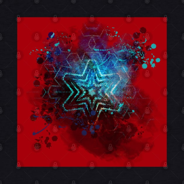 Blue star on blood red mandala by hereswendy